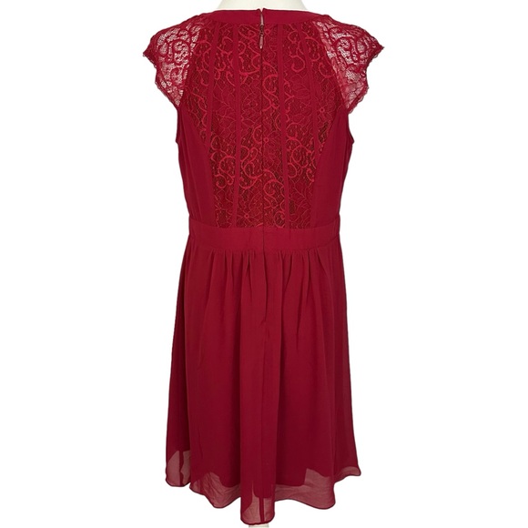 CITY CHIC | Ruby Red Dark Romance Lace Detail A-Line Cocktail Dress NWT XS/14 - Picture 9 of 16